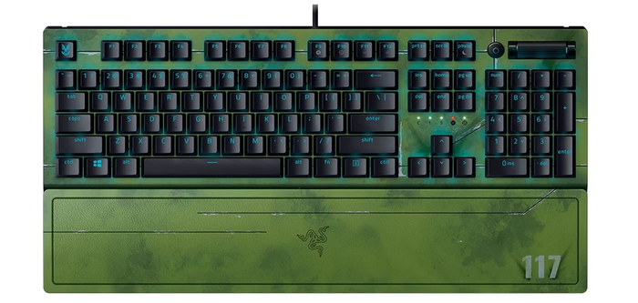 best Razer keyboard for Halo Infinite, product image of a green gaming keyboard