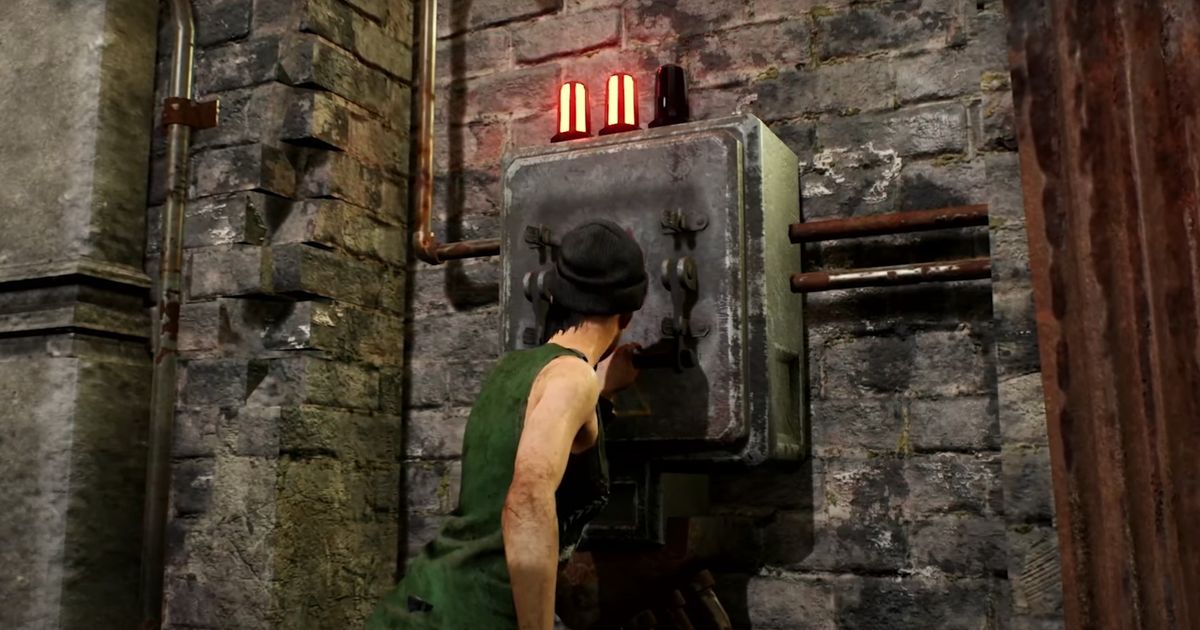 Dead by Daylight's Nea Karlsson powering an exit gate.