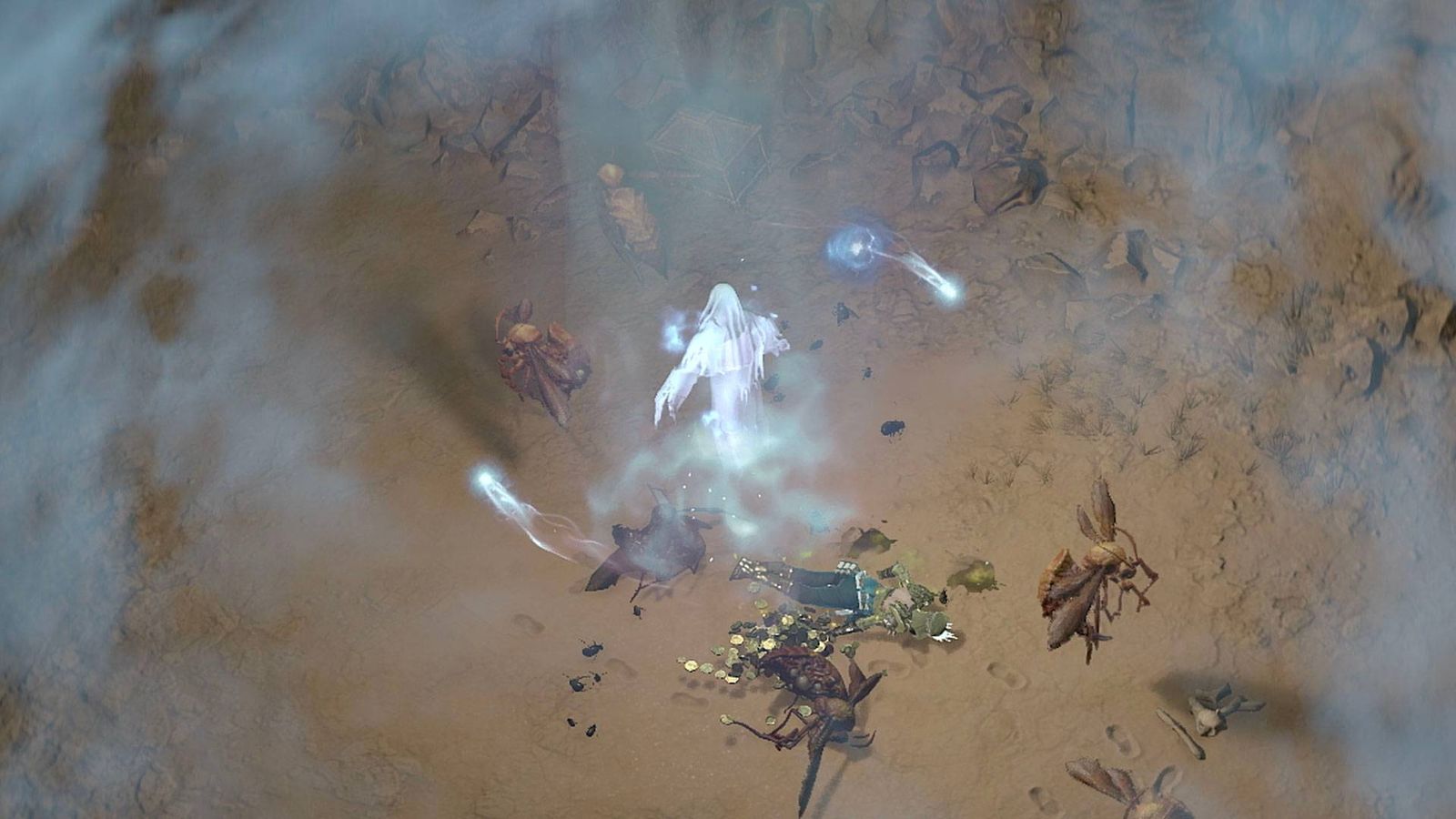 The player character casting a spell in Diablo 4.