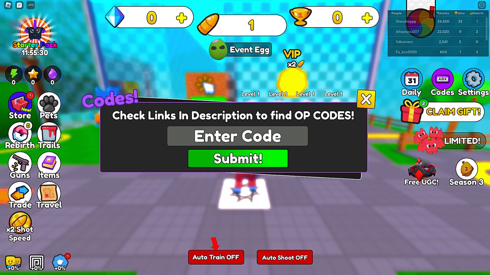 Shoot Wall Simulator codes - all the codes from October 2023