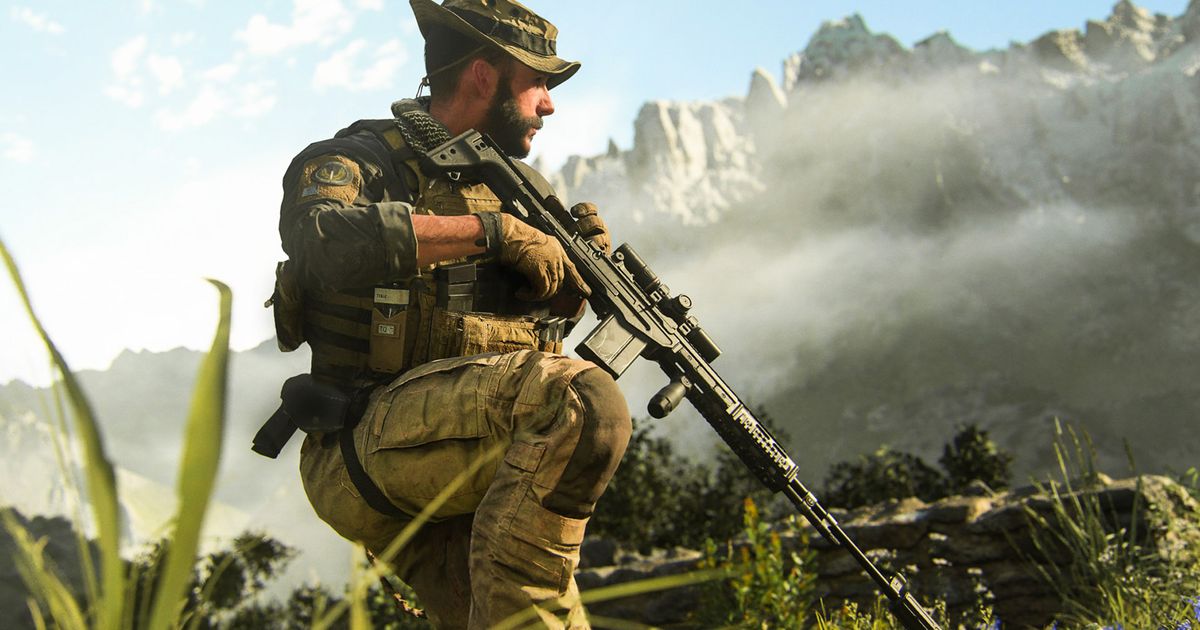 Modern Warfare 3 Captain Price kneeling while holding sniper rifle
