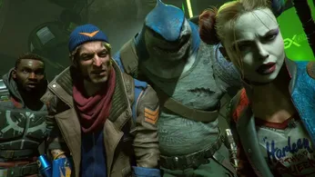 Task Force X from the Suicide Squad Kill the Justice League game looking strangely at something