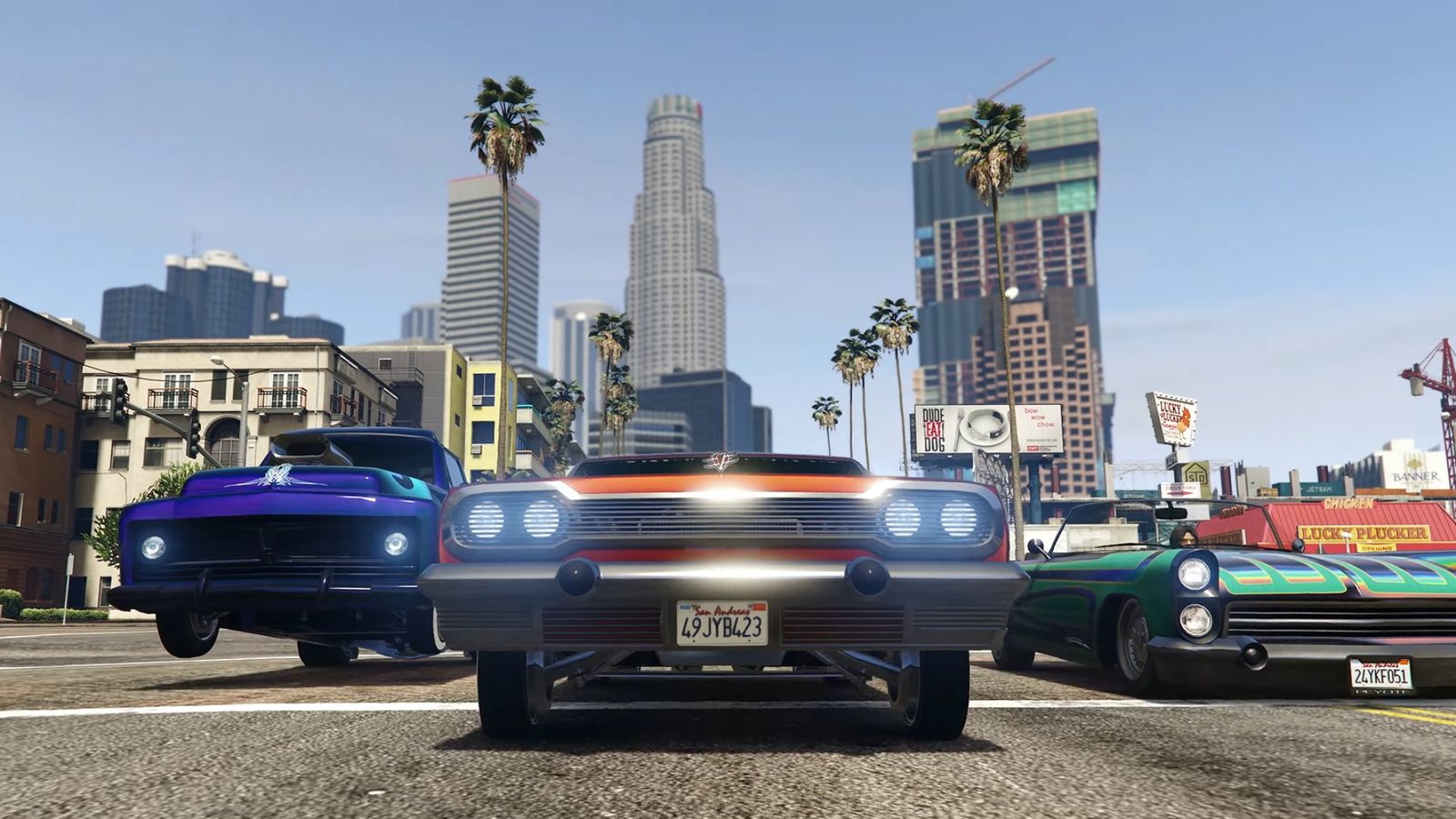 An imagine of three high-performance GTA V cars