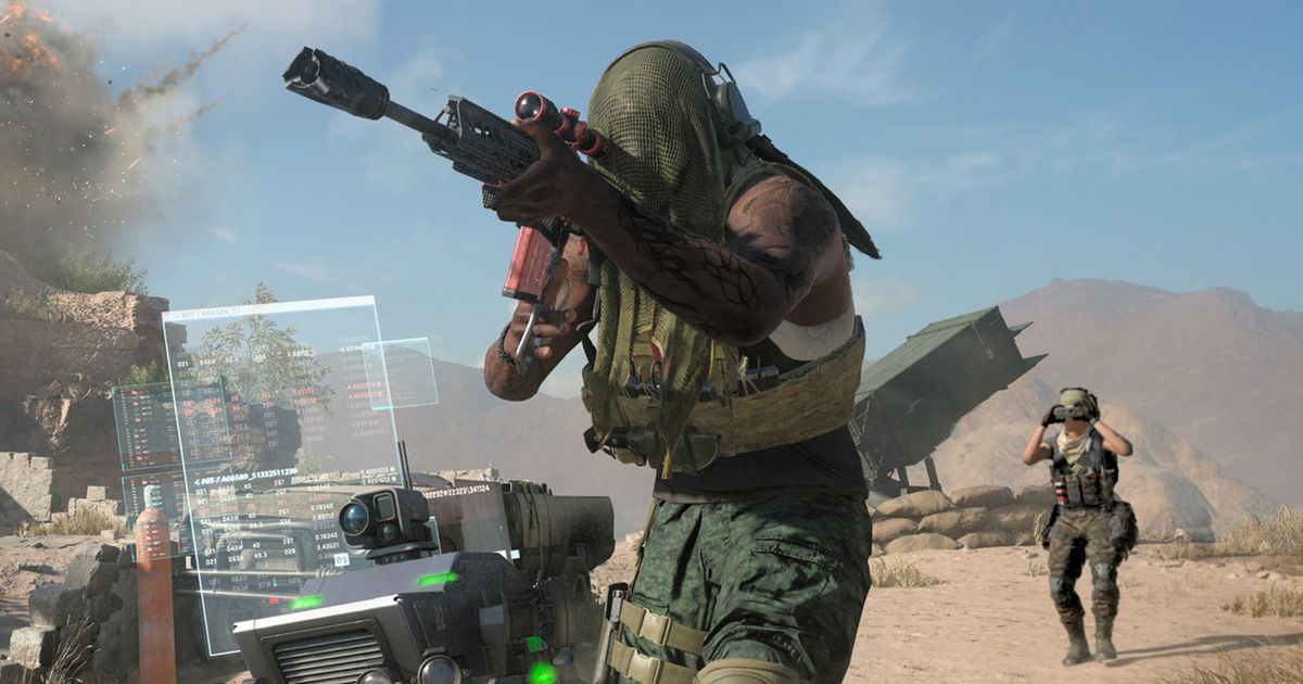 Modern Warfare 3 aiming with sniper rifle while standing next to moving robot