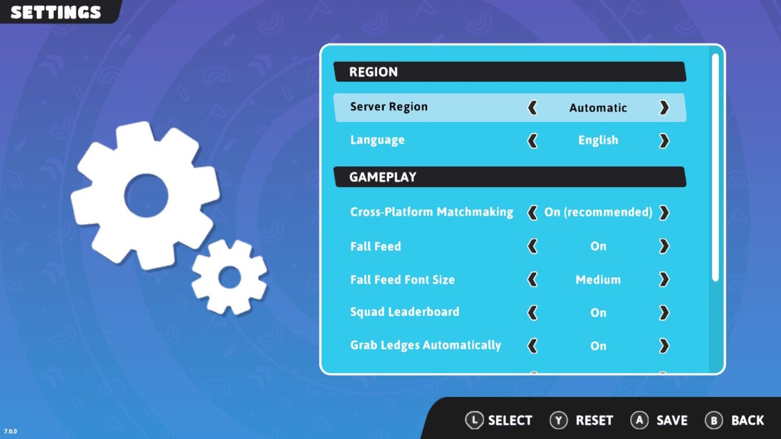 The Fall Guys settings screen used for enabling crossplatform matchmatching.