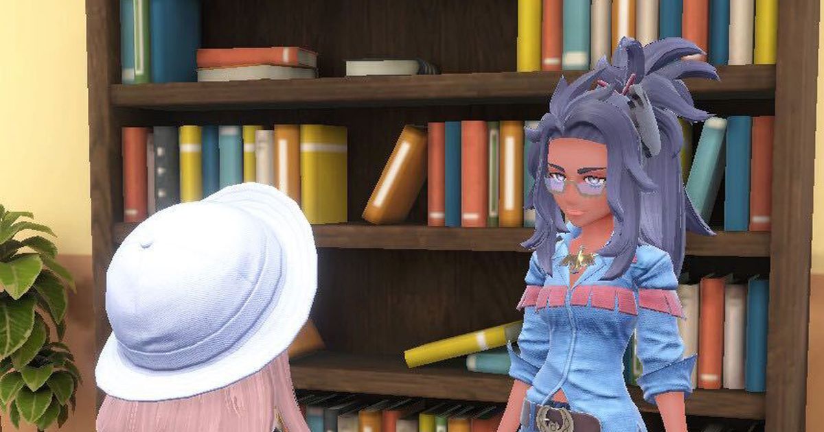 A trainer speaking with a teacher in Pokemon Scarlet and Violet.
