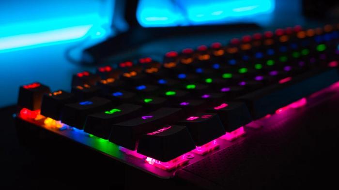 A colourful keyboard for a PC.
