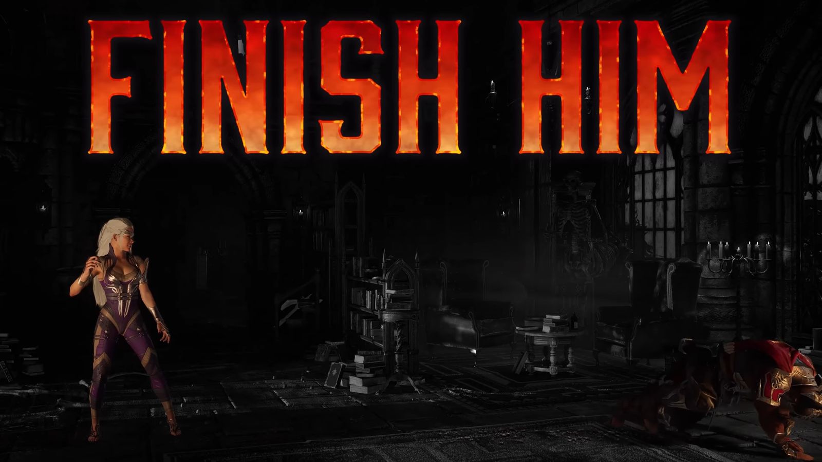 An image from Mortal Kombat 1 showing the game's iconic Finish Him graphic.
