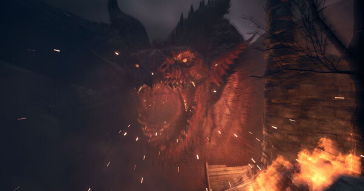 The destructive Dragon in the game world of Dragon's Dogma 2