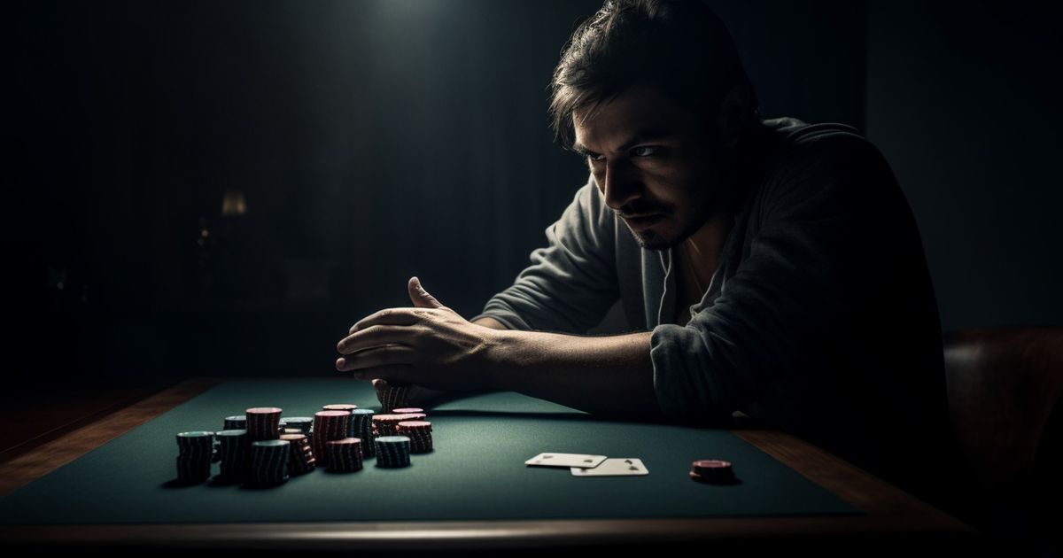 A man at a table gambling.