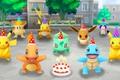 Several Pokemon wearing party hats