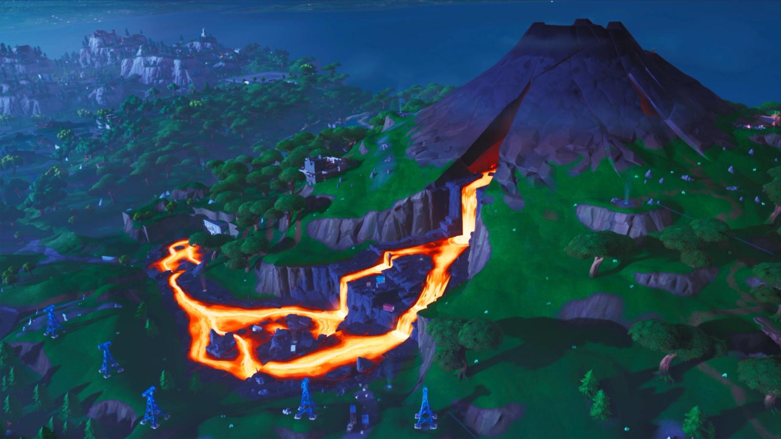 A leaked image of a volcano in Fortnite. 