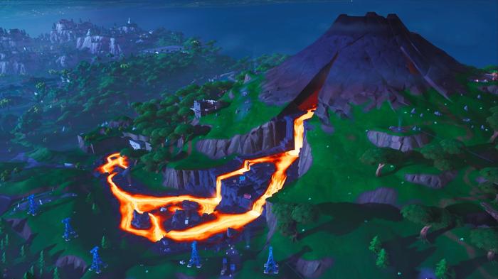 A leaked image of a volcano in Fortnite. 