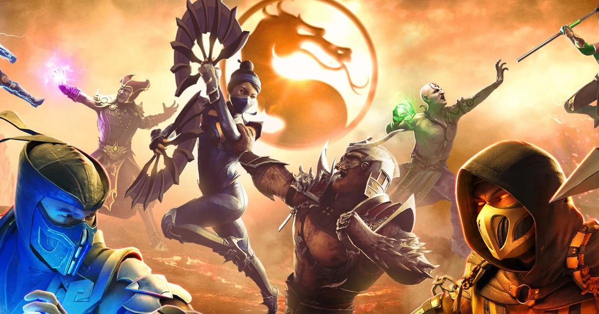 A promo image of Mortal Kombat Onslaught featuring various playable characters.