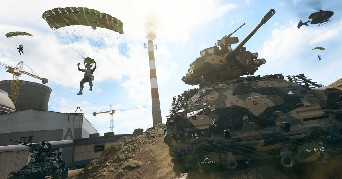 Modern Warfare 3 players in vehicles with player parachuting in background