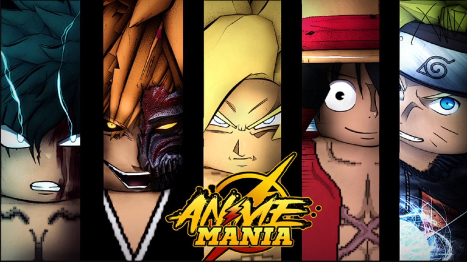 A side-by-side face lineup of Anime Mania characters 