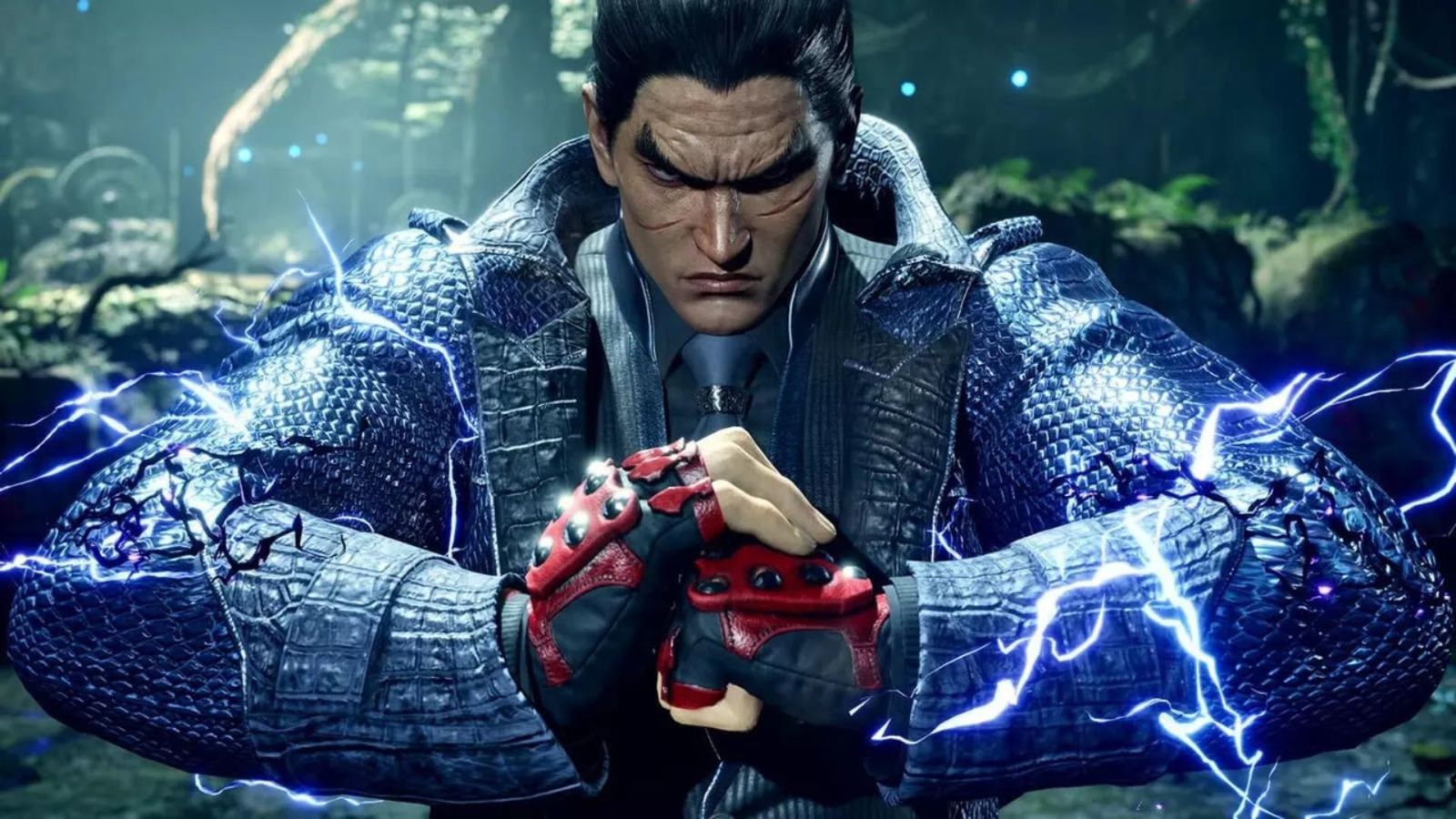 Kazuya Mishima cracking his knuckles as he gets ready for a battle in Tekken 8