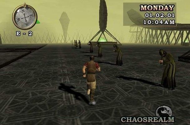 Mortal Kombat: Deception's story mode. The main character runs through the "Chaosrealm."