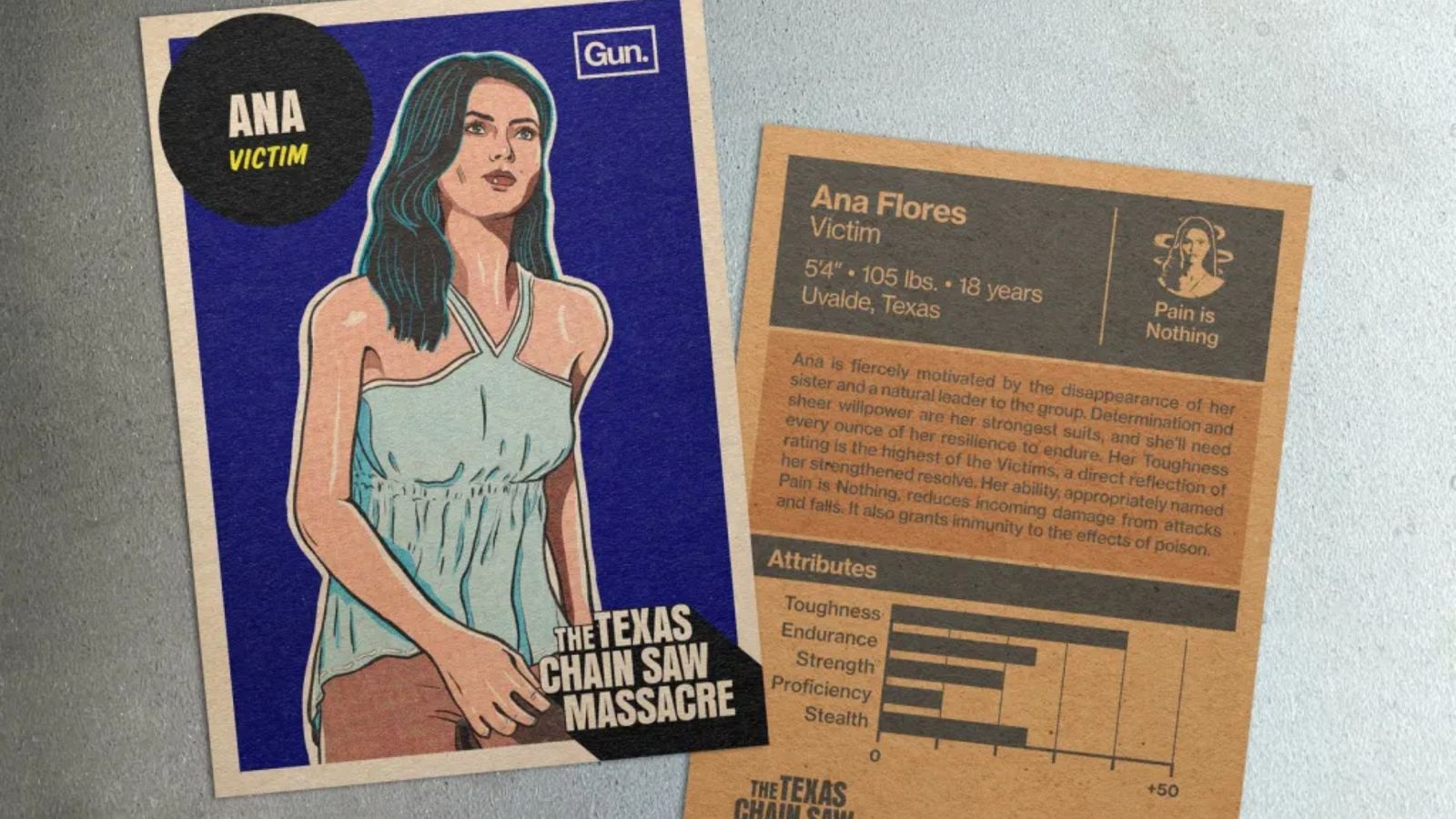 Ana's victim card in Texas Chain Saw Massacre.