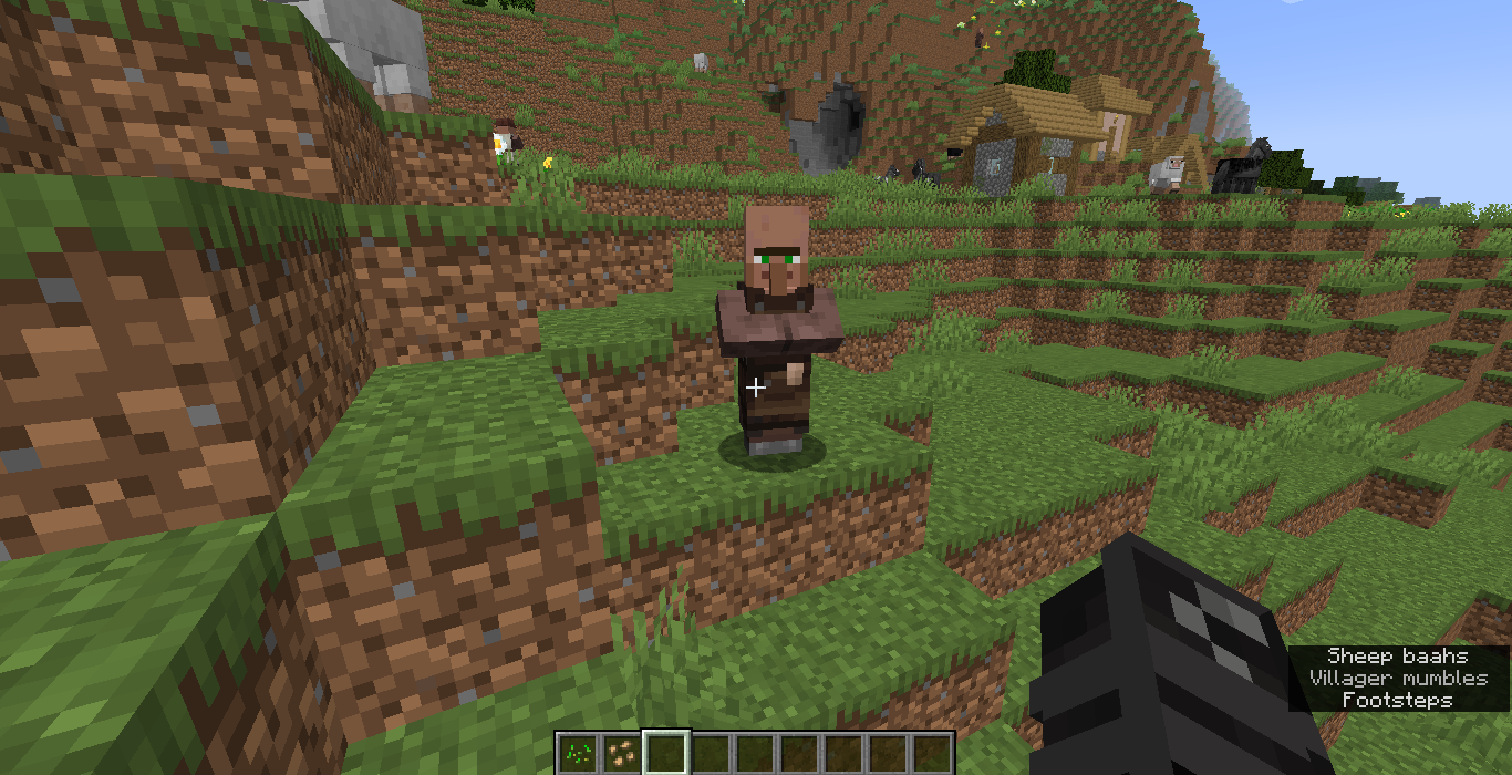 A Minecraft Toolsmith standing on a grassy ledge.