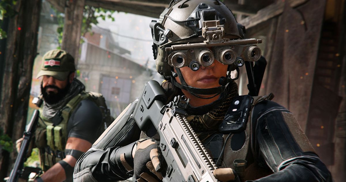 Modern Warfare 3 player wearing night-vision goggles while holding assault rifle