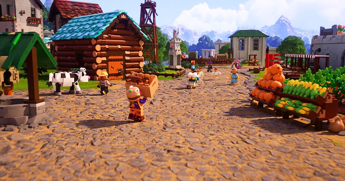 Villagers working together in LEGO Fortnite