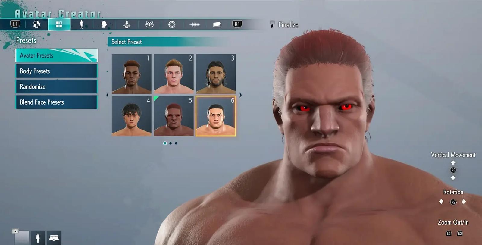 the character customisation screen in Street Fighter 6