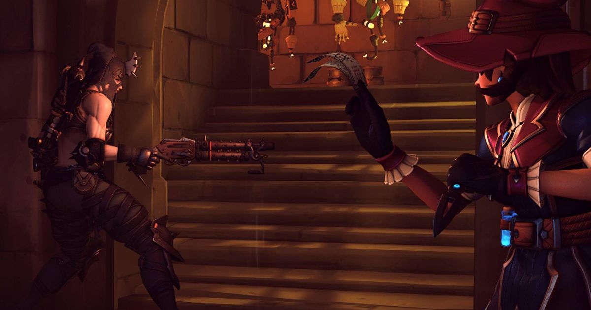 Two heroes ambushing the tavern in Overwatch 2