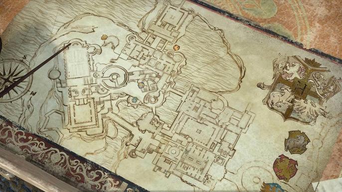 A hand-drawn map in Hogwarts Legacy.