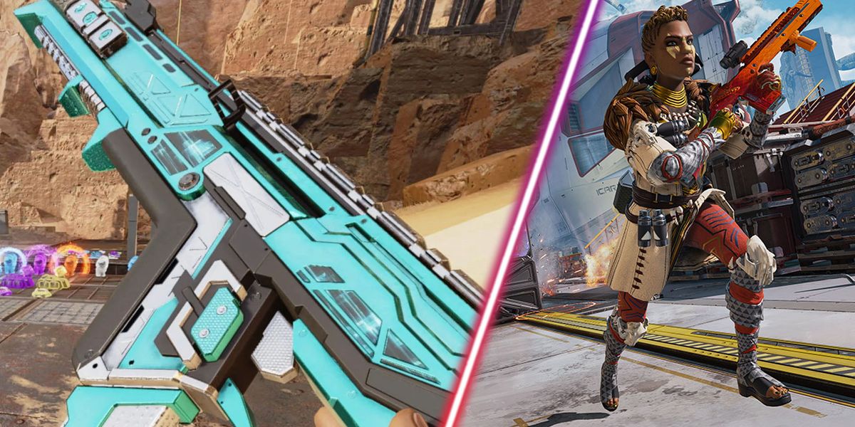Screenshot of Apex Legends gun and Apex Legends character sprinting while holding gun