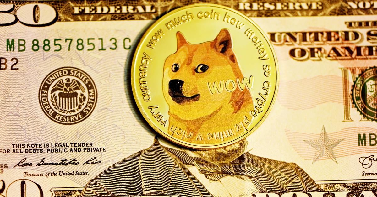 dogecoin token on a dollar bill
