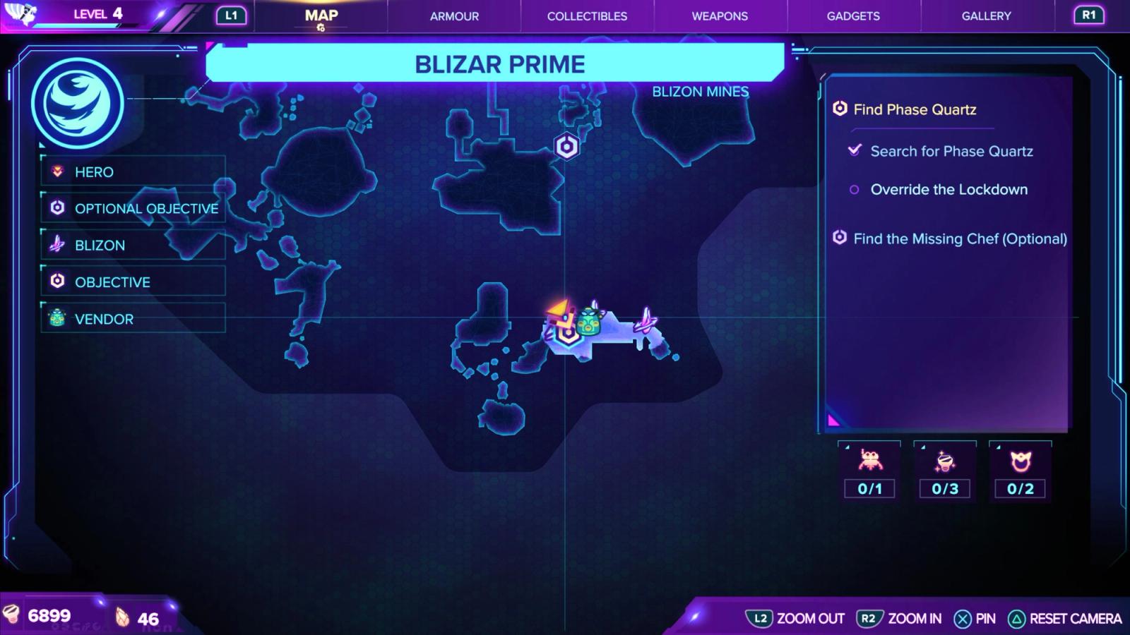 A map of Blizar Prime, showing the location of a CraiggerBear in the area