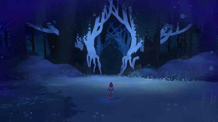 Cereza walking into the forest in Bayonetta Origins: Cereza and the Lost Demon.