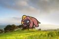 Image of the Pokemon Maschiff on a grassy hill