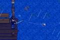 Stardew Valley player using fishing rod off edge of pier
