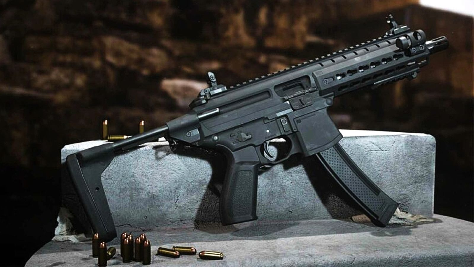 Modern Warfare 3 - BAS-P submachine gun stood next to some bullets