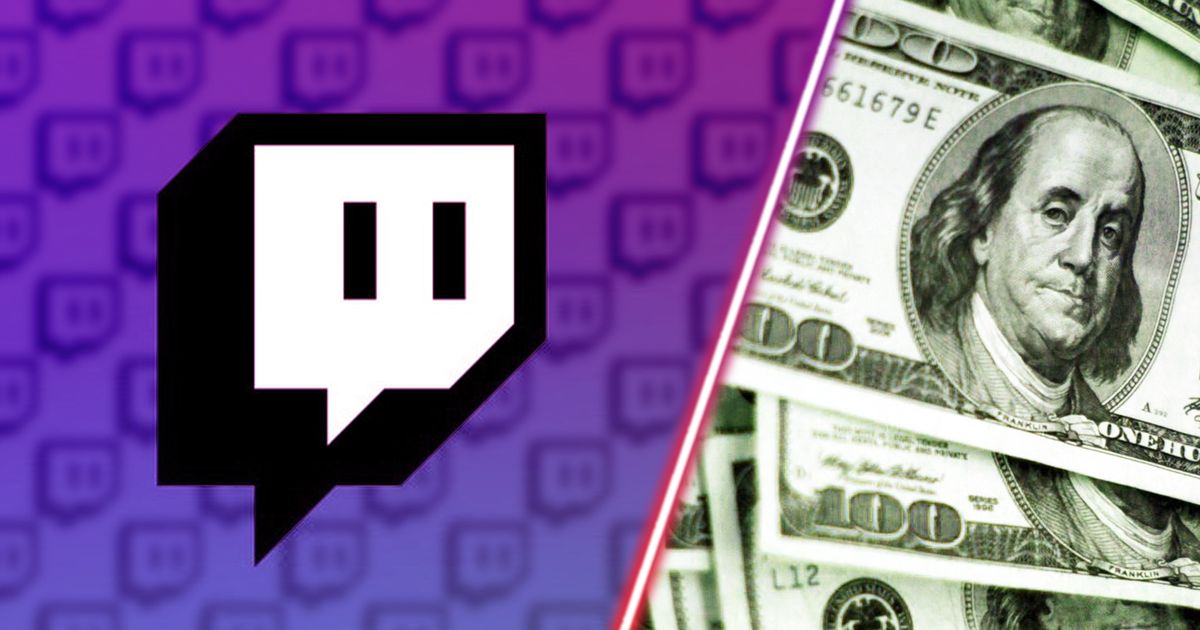Twitch's logo alongside some money.