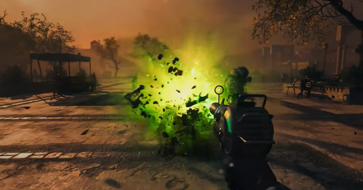 Ray gun blasting a zombie in Modern Warfare 3.
