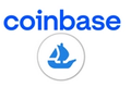 Coinbase logo above OpenSea logo on white background.