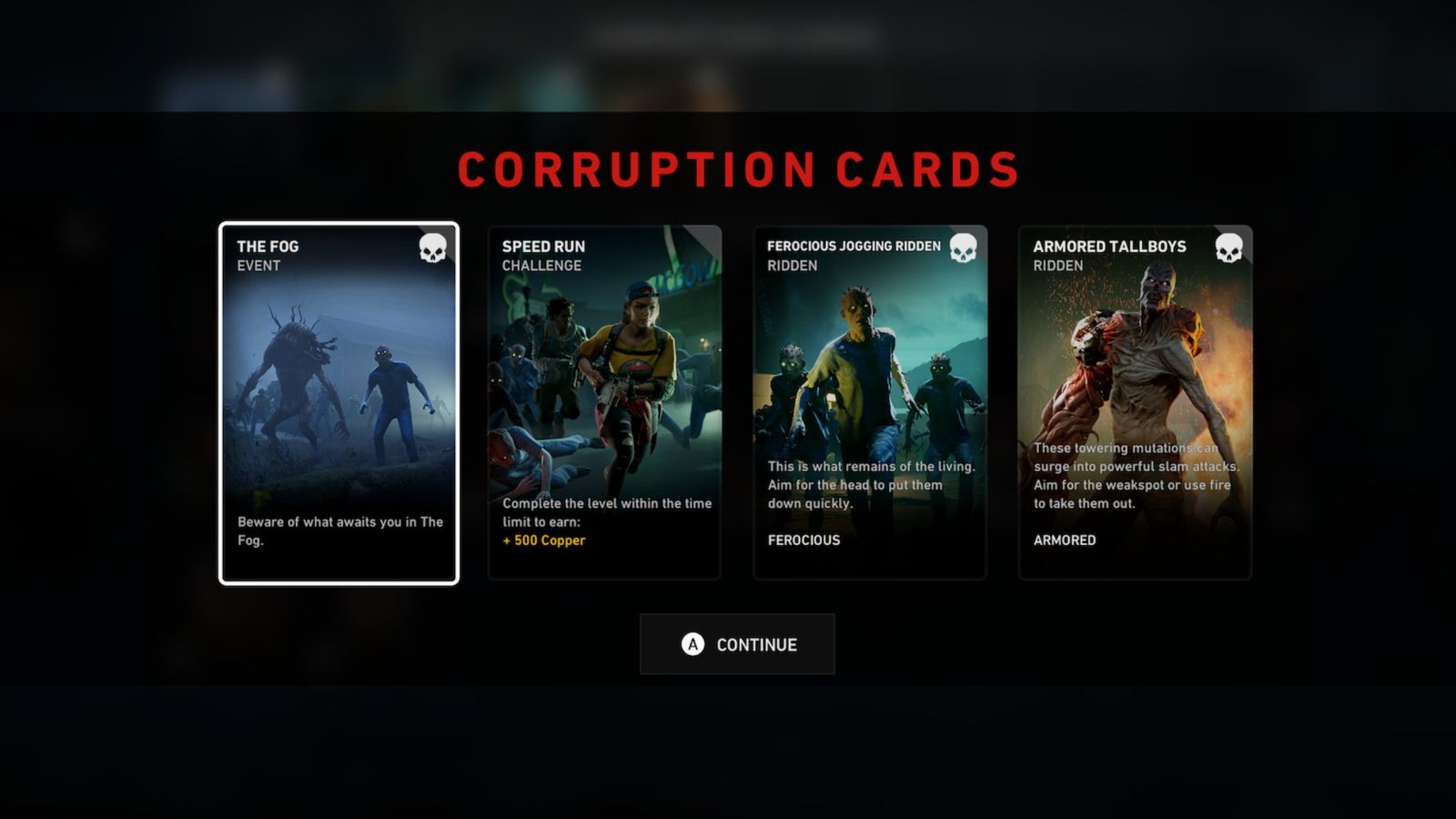 Back 4 Blood Corruption cards laid out by game director
