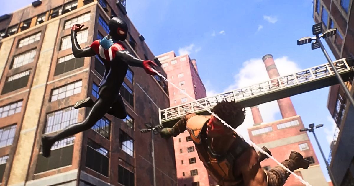 Miles Morales using his web to attack an enemy in Spider-Man 2