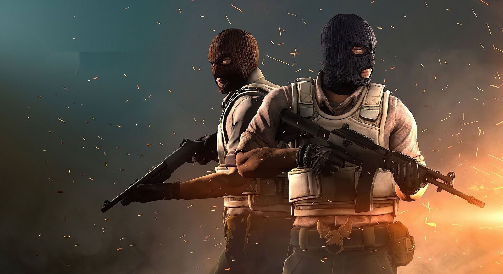 Counter Strike poster image featuring 2 characters with guns