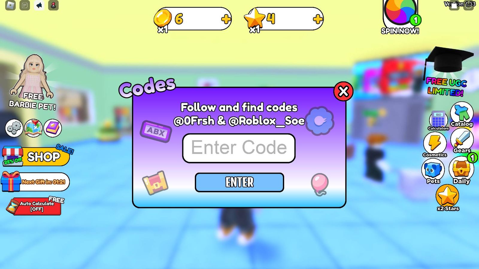 The code redemption box in Math Wall Simulator on Roblox.
