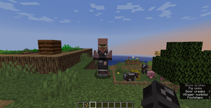 A Minecraft Mason standing in front of a farm animal pen. 