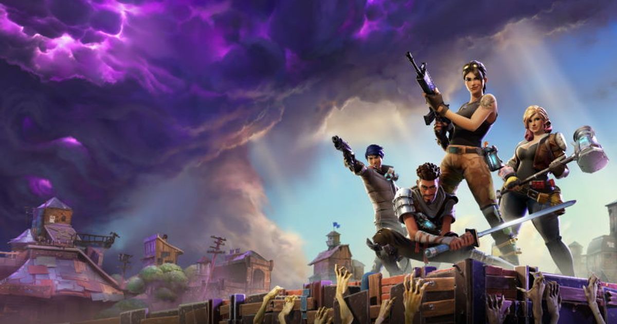 Fortnite characters in a promotional image from Save the World mode.