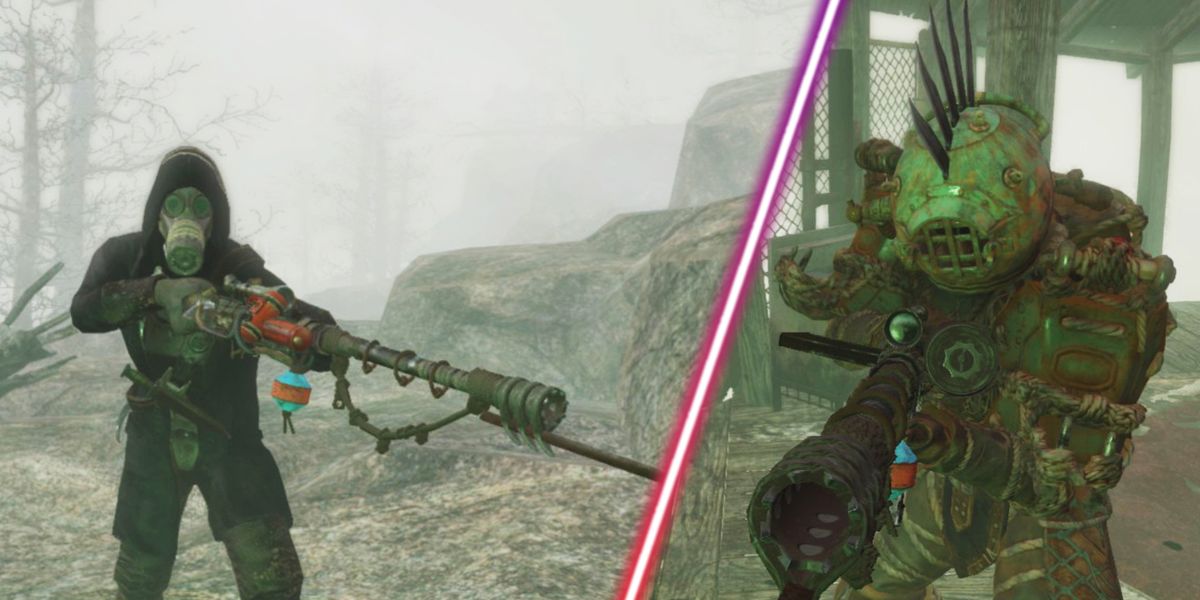 Some enemies wielding spear rifles in Fallout 4.