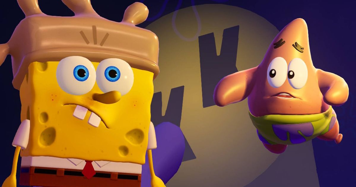 SpongeBob wearing a glove as a hat alongside Patrick in SpongeBob SquarePants: The Cosmic Shake.