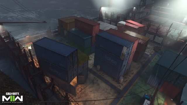 Screenshot of Modern Warfare 2 Shipment map from above