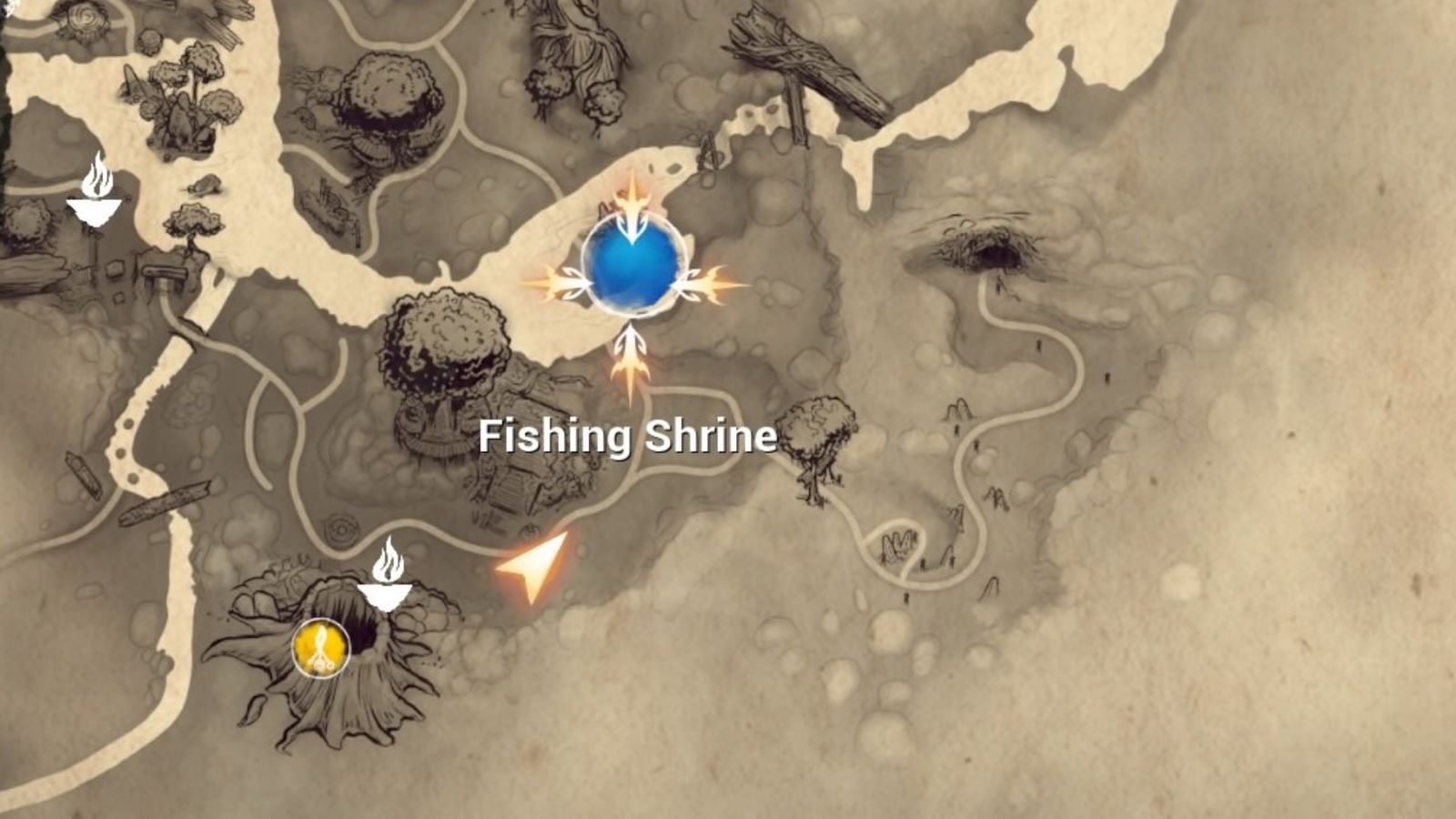 Map view of the Fishing Shrine.