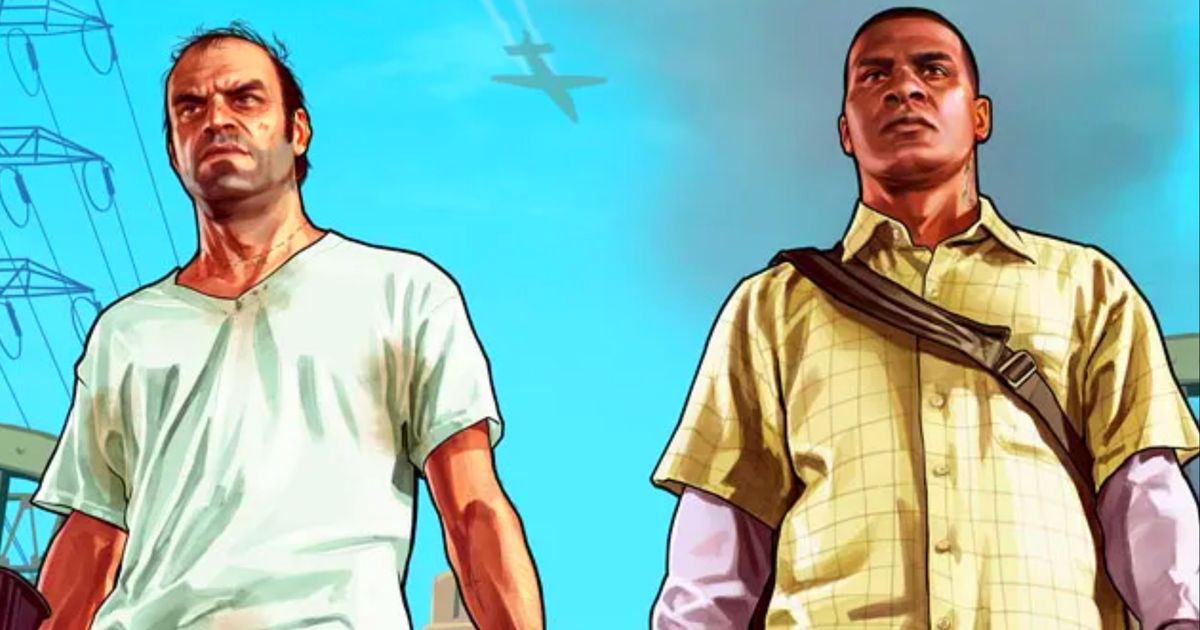 Franklin and Trevor from GTA V in a hand-drawn art style